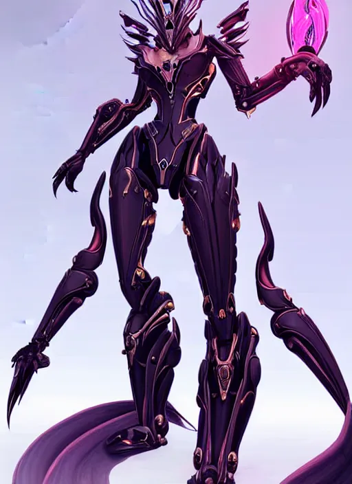 Image similar to extremely detailed goddess shot, front shot, low shot, of a beautiful saryn warframe, that's a giant beautiful stunning anthropomorphic robot female dragon with metal cat ears, standing elegantly on a mountain, detailed sharp robot dragon claws, robot dragon feet, streamlined pink armor, thick smooth warframe thighs, long elegant tail, detailed warframe fanart, destiny fanart, high quality digital art, giantess art, furry art, 3D realistic, warframe art, Destiny art, furaffinity, DeviantArt, artstation, 8k HD, octane render