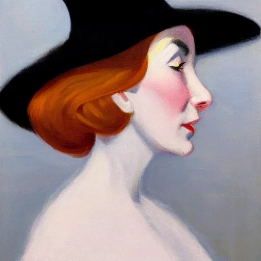 Image similar to a snooty witch portrait, by edward hopper, new artstation artist,