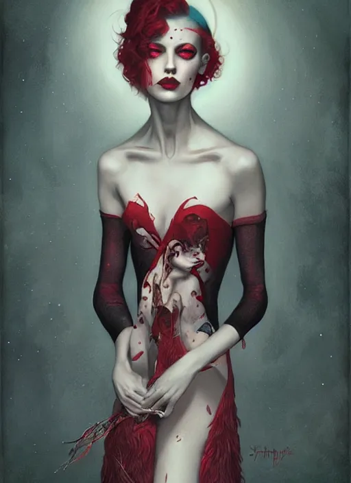 Prompt: regal vampiric girl by james jean, manuel sanjulian, tom bagshaw