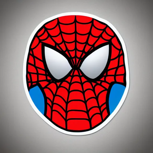 Image similar to sticker of a cute spiderman, white border, die cut, head, cute, trending on artstation