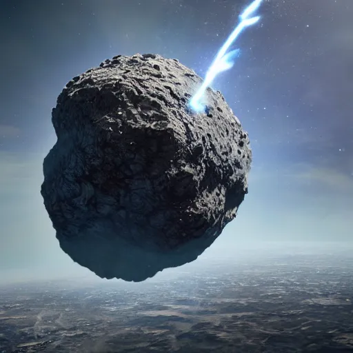 Image similar to asteroid impacting the planet earth, 4k highly detailed, artstation, concept art, matte painting