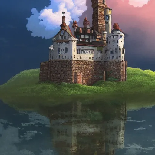 Image similar to castle floating in the clouds by studio ghibli, ultra detailed, detailed, 8 k