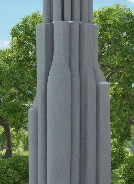 Image similar to highly detailed realistic architecture 3 d render of a futurisctic stele column monument made from balls standing in a city park, archdaily, made in unreal engine 4 octane render