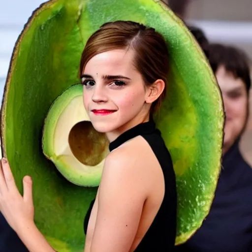 Image similar to emma watson inside a giant avocado