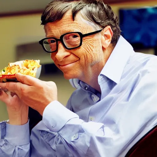 Prompt: bill gates eating lunch