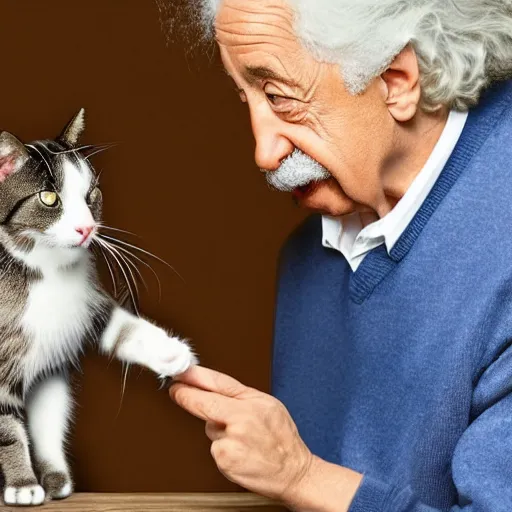 Prompt: a cat teaching albert einstein special theory of relativity