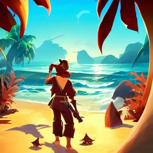 Image similar to painting treasure on sea of thieves game smooth median photoshop filter cutout vector, behance hd by jesper ejsing, by rhads, makoto shinkai and lois van baarle, ilya kuvshinov, rossdraws global illumination