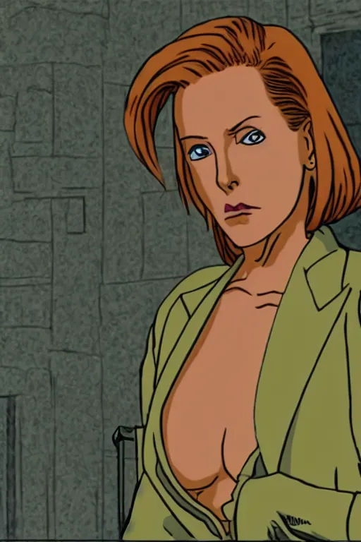 Image similar to Dana Scully in ninja scroll, 獣兵衛忍風帖, Jūbē Ninpūchō (1993), anime screen capture, 5k, blu-ray transfer