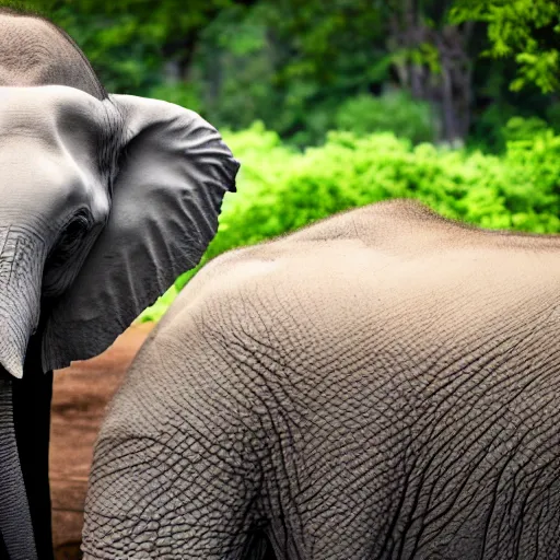 Prompt: photo, elephant is balancing on its trunk