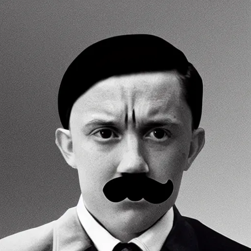 Image similar to tom holland as adolf hitler with mustache