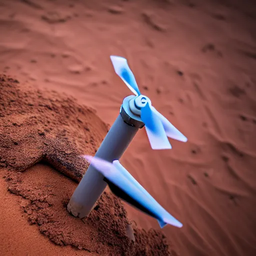 Image similar to industrial extrusion nozzle on flying radio controlled drone, extruding a clay mixture, in the australian desert, XF IQ4, 150MP, 50mm, F1.4, ISO 200, 1/160s, dawn