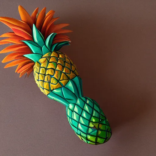 Prompt: product photo of a pineapple designed to resemble an RPG launcher, center frame, highly detailed, balanced colors