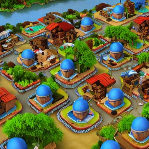 Image similar to smurf village as slums, detailed,