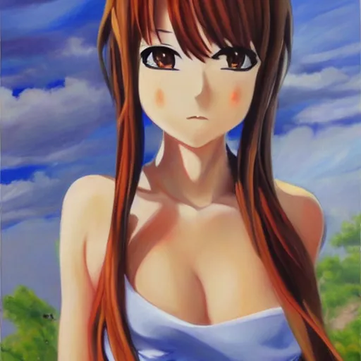 Image similar to oil painting of an anime girl, brush strokes