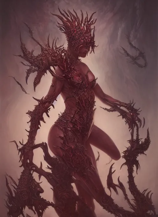 Image similar to a detailed full body portrait of the queen of blades, diablo 4 lilith, sideshow figurines, by tom bagshaw, dorian cleavenger, greg rutkowski, wlop, astri lohne, zdzisław beksinski trending on artstation