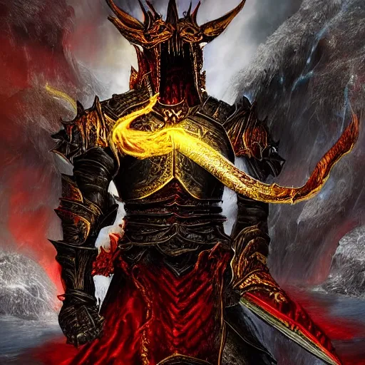 Prompt: double portrait the great death knight dark souls in golden red armor made of polished dragon bones looks relaxed, quantum physics, victorian era