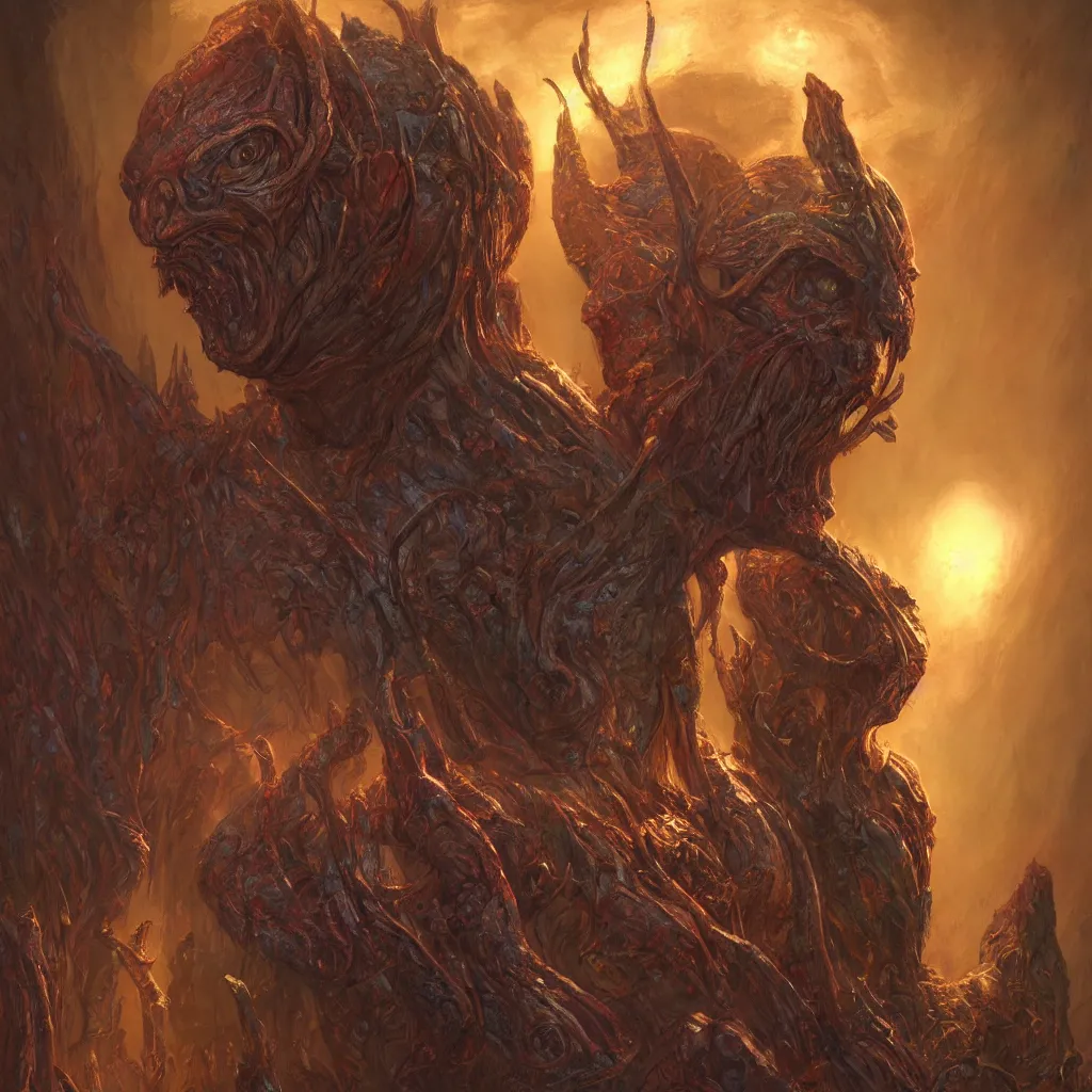 Image similar to bright, colorful, realistic, detailed from Elder Scrolls: shivering isles concept art Geiger and Beksiński alien portrait backlighting, kodachrome, high contrast, highly detailed, sharp focus, digital painting, concept art, illustration, trending on artstation, comic book by Alex Ross and Adam Adamowicz cover art