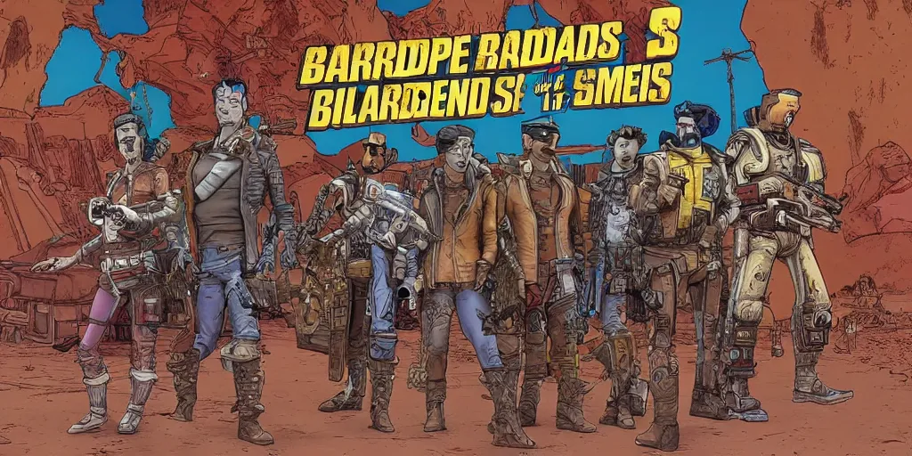 Image similar to Borderlands in the style of Jean Moebius Giraud