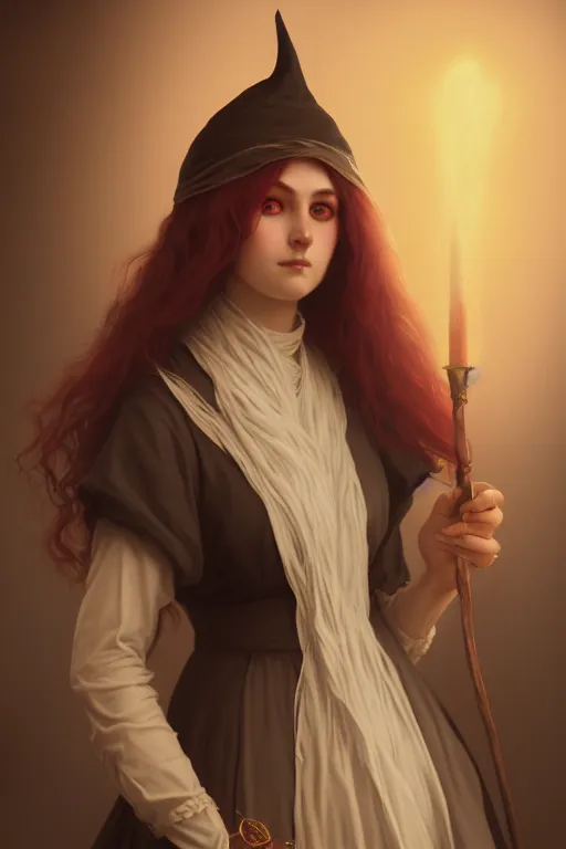 Image similar to a portrait of a witch, bored, illustration, soft lighting, soft details, painting oil on canvas by Edmund Blair Leighton and Charlie Bowater octane render trending on artstation d&d characters, 4k, 8k, HD