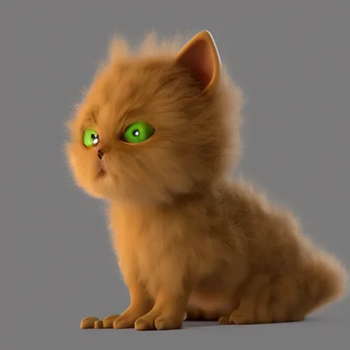 Prompt: fluffy alien cat like creature character concept 3 d render with detailed fur 4 k