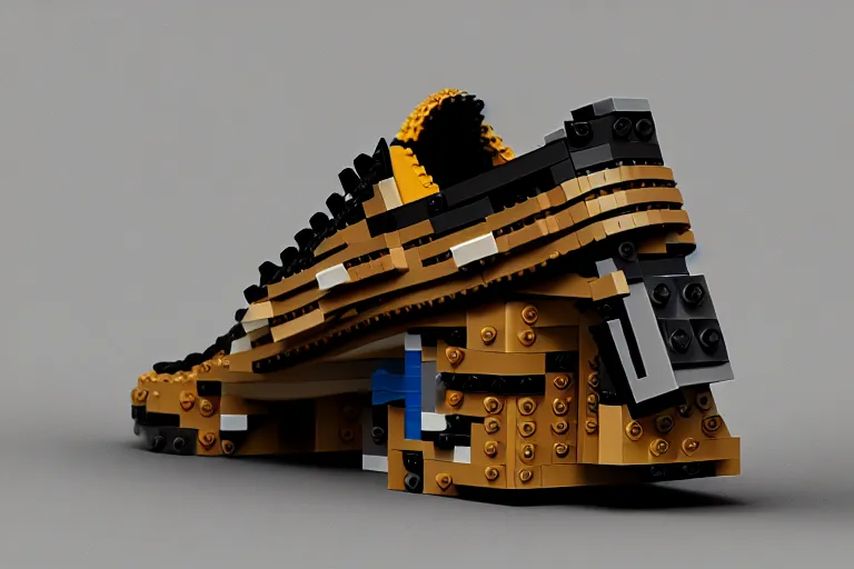 Image similar to sneaker made out of lego, steampunk, sculpture, cinema 4 d, octane render