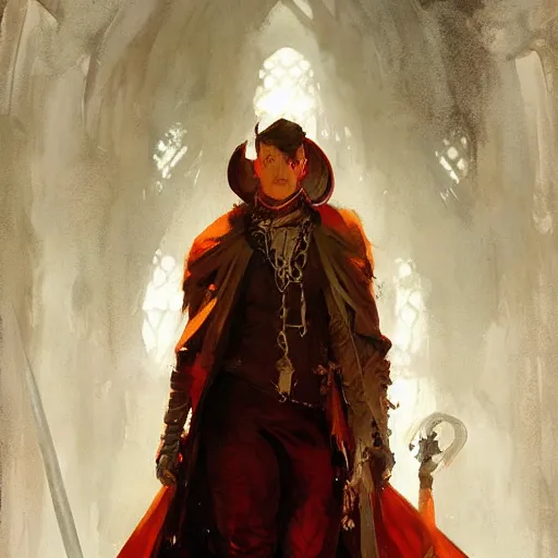 Image similar to an oil art portrait of young vampire mage with blood magic in style of disco elysium character, dark paladin character design from d & d, art by anders zorn, wonderful masterpiece by greg rutkowski, beautiful cinematic light, american romanticism by greg manchess, jessica rossier