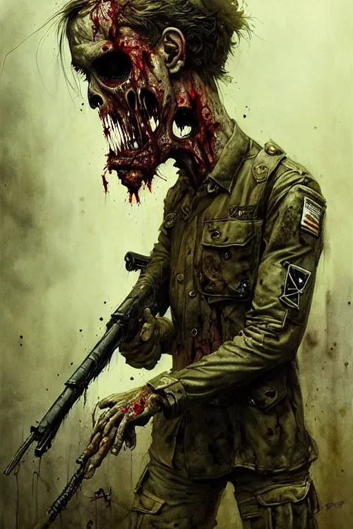 Image similar to zombie soldier | esoteric symbolism | jean - baptiste monge, esao andrews, bastien lecouffe - deharme, tim jacobus, ken currie | ultra - detailed realism, soft cinematic lighting, hi - fructose, artstation, high - quality, ink watercolors wes anderson poster art