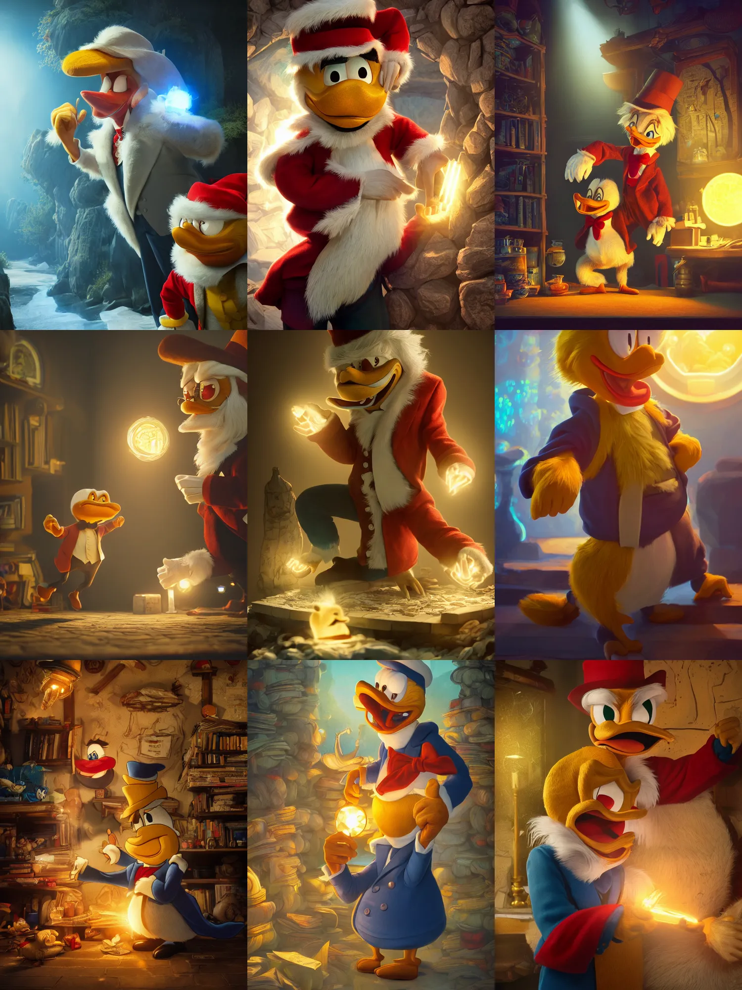 Prompt: portrait art of Scrooge McDuck 8k ultra realistic , lens flare, atmosphere, glow, detailed,intricate, full of colour, cinematic lighting, trending on artstation, 4k, hyperrealistic, focused, extreme details,unreal engine 5, cinematic, masterpiece