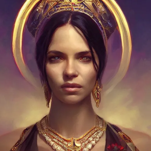 Prompt: a beautiful portrait of a jewel goddess by greg rutkowski and raymond swanland, trending on artstation, ultra realistic digital art