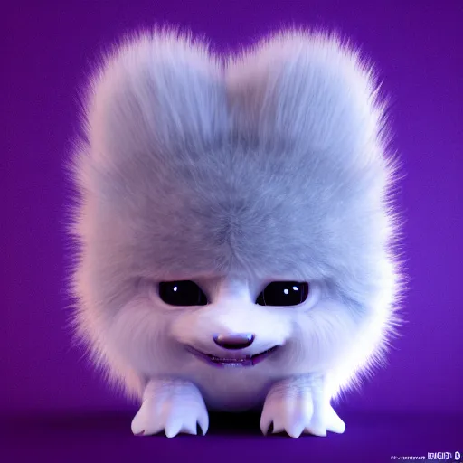 Prompt: cute fluffy alien creature character concept 3 d render with detailed fur 4 k