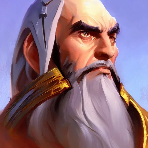 Image similar to greg manchess portrait painting of saruman as overwatch character, medium shot, asymmetrical, profile picture, organic painting, sunny day, matte painting, bold shapes, hard edges, street art, trending on artstation, by huang guangjian and gil elvgren and sachin teng