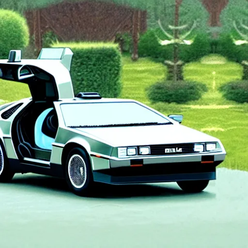 Prompt: DeLorean DMC-12 as a character in Cars (2006)