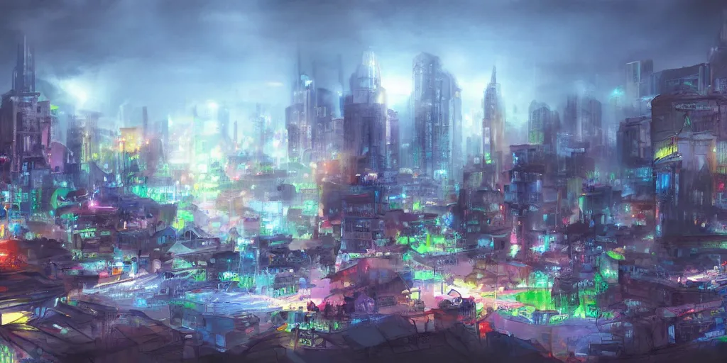 Image similar to city of slditljk, matte painting, art, digital drawing, brush strokes, bright vivid lighting