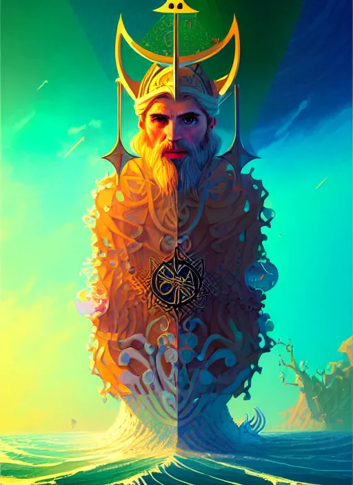 Image similar to fractal tarot card of a viking naturepunk master of oceans and wind water and boats, beautiful detailed realistic cinematic character concept fashion portrait, hi - fructose art magazine, by anton fadeev and paul lehr and david heskin and josan gonzalez, 8 k