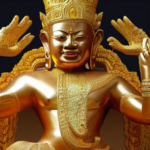 Image similar to sculpture of king ramkhamhaeng, king of sukothai, made by michelangelo, art station, concept art