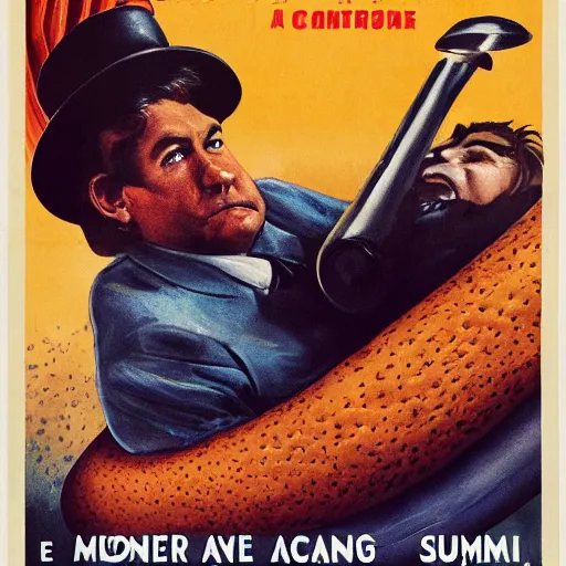 Image similar to a man riding a giant slug, movie poster