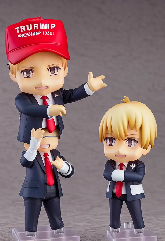 Image similar to An Anime Nendoroid of DONALD TRUMP!!!!!!!!!, Product Photo, 8k, Sharp photo