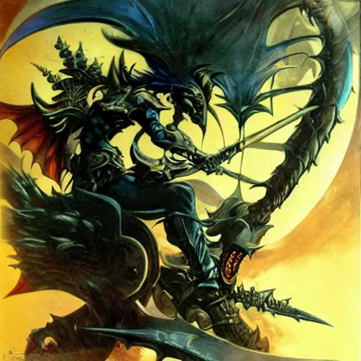 Prompt: Final Fantasy dragoon by Frank Frazetta