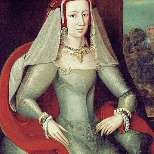 Image similar to portrait of nepoloma, duchess of nenetia. she is 5 5. in russian style