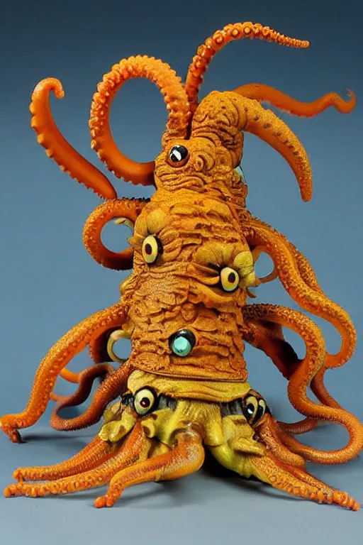 Image similar to caterpiller octopus kaiju action figure, vintage, 1980s