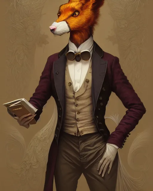 Image similar to anthropomorphic art of a detective bojack, victorian inspired clothing by artgerm, victo ngai, ryohei hase, artstation. fractal papersand books. highly detailed digital painting, smooth, global illumination, fantasy art by greg rutkowsky, karl spitzweg