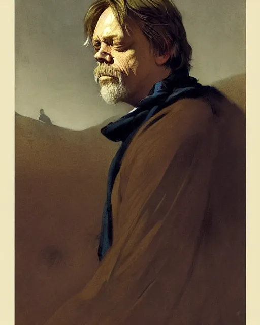 Image similar to mark hamill as a grizzled emanciated drunk poet. fantasy science fiction art by greg rutkowski, gustave courbet, rosa bonheur, edward hopper. faithfully depicted facial expression, perfect anatomy, sharp focus, global illumination, radiant light, detailed and intricate environment, trending on artstation