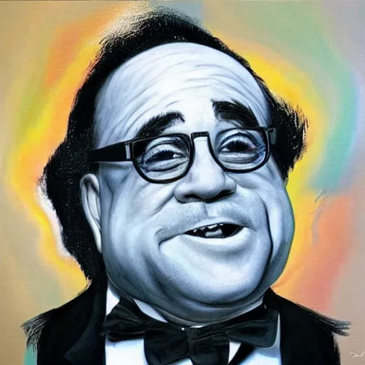 Image similar to danny devito painted in the style of salvador dali, salvador dali, danny devito, detailed, painting