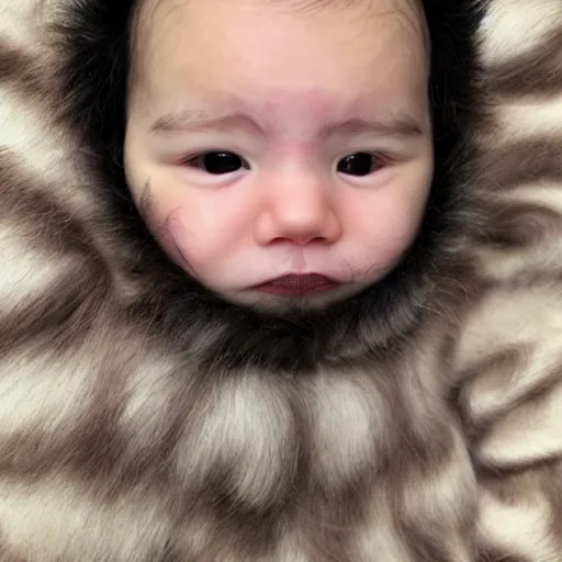 Prompt: mono - brow. hairy baby