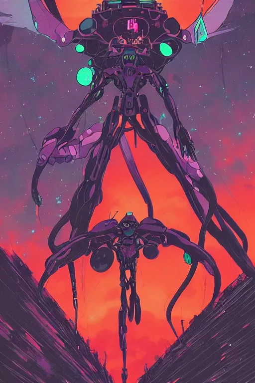 Image similar to a close - up of a evangelion, drawn by robbie trevino and dan mumford, poster, digital art, comic art, concept art
