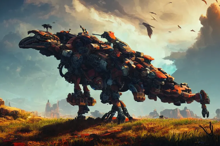 Image similar to stormbird machine mecanical creature robot of horizon forbidden west horizon zero dawn bioluminiscence global illumination ray tracing hdr fanart arstation by ian pesty and alena aenami artworks in 4 k