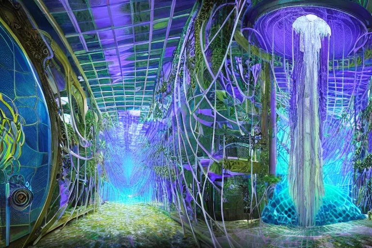 Image similar to favela thick jellyfish disco cathedral coaster hive, art nouveau waterfall environment, industrial factory, terrifying, award winning art, epic dreamlike fantasy landscape, ultra realistic,