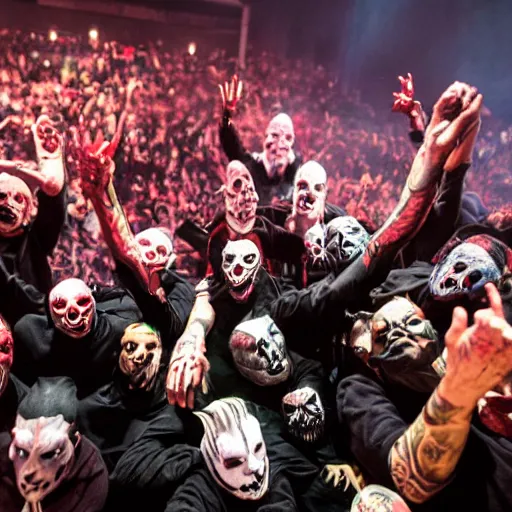 Image similar to slipknot concert moshpit of Juggalo jar jar binks