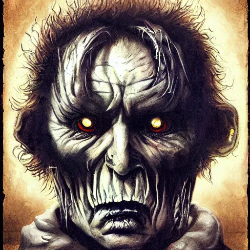 Prompt: horror movie poster art, Old man who is also an ice zombie by Francisco Goya, dirk dziminrsky and Marco Mazzoni