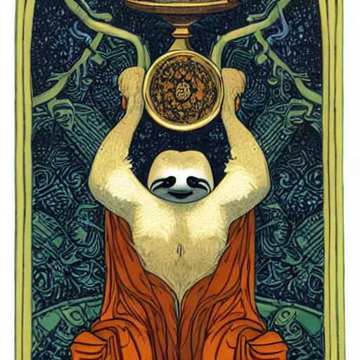 Prompt: sloth as the king of cups